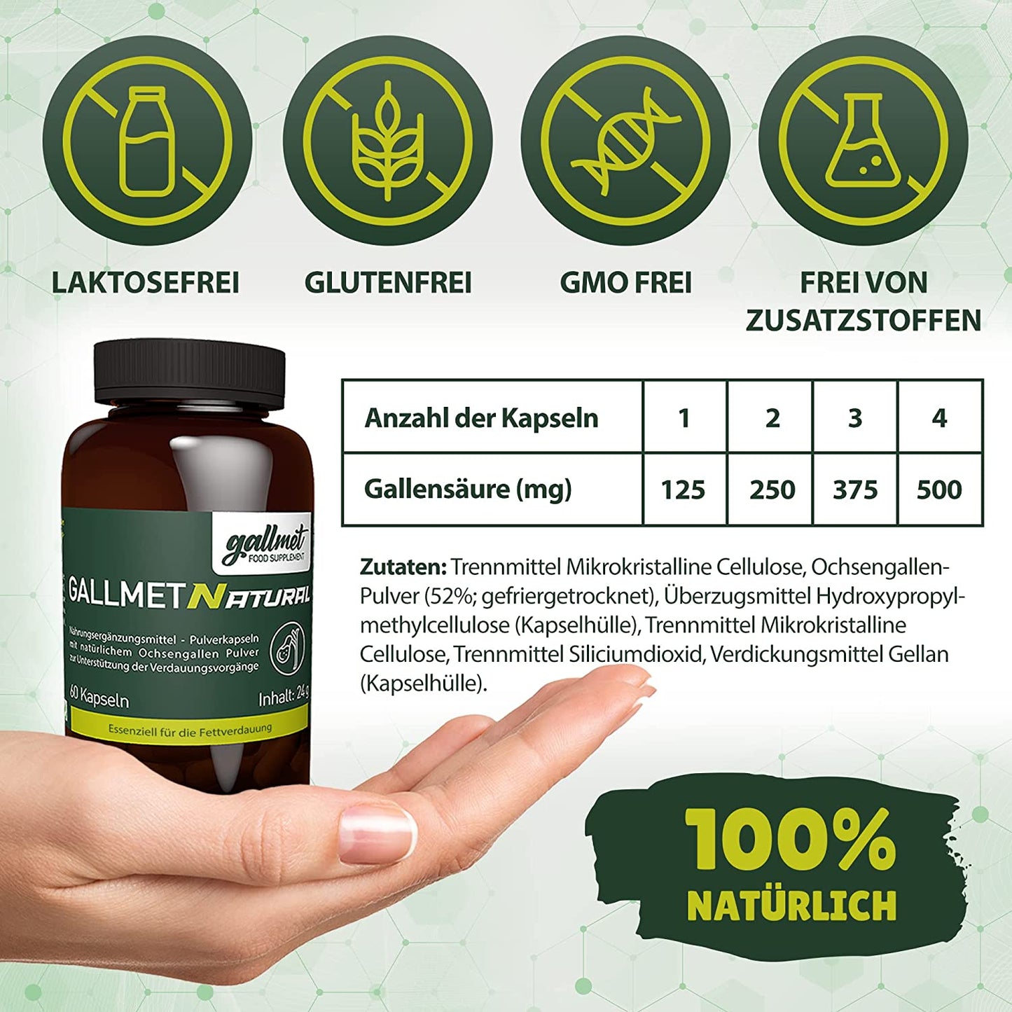Capsule di polvere di galle di bue
