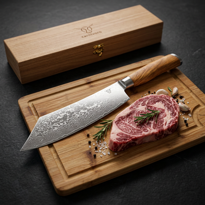 Cuchillo Santoku de acero damasco