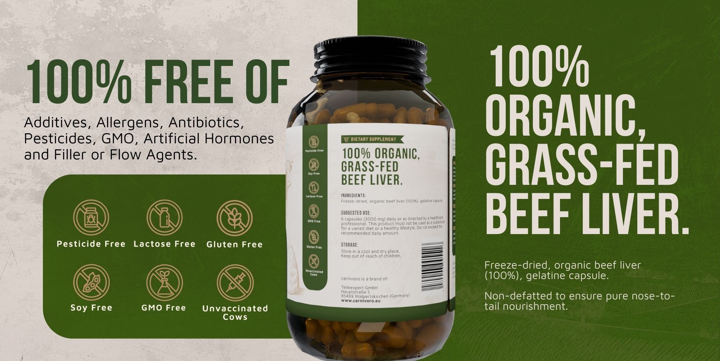 carnivoro » Grass Fed Beef Liver» Beef Liver 180 Capsules