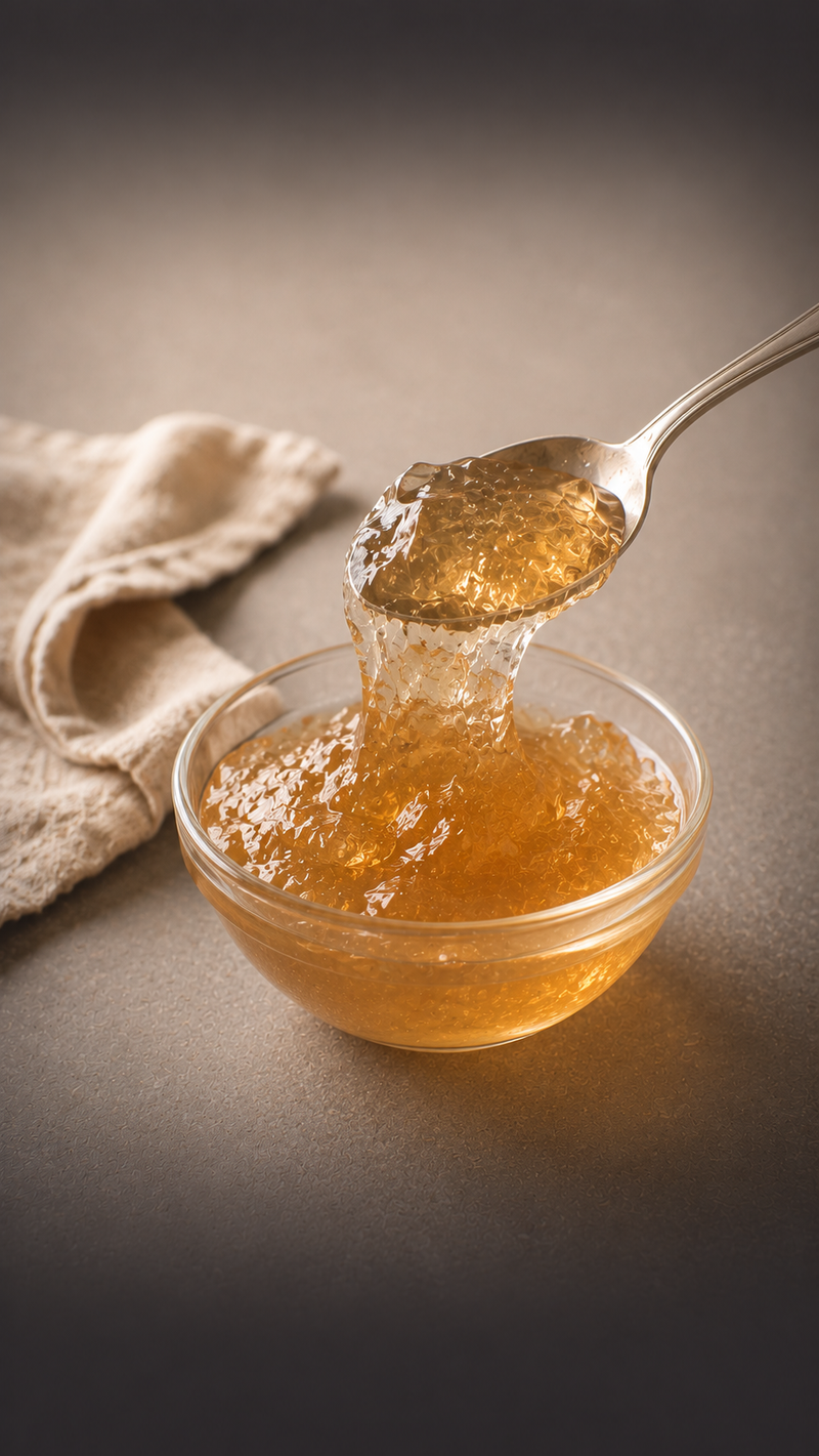 <p>Gelatine ist <strong>Kollagen</strong>, dessen Struktur beim Erhitzen aufgebrochen wurde. Genau deshalb geliert sie. Kollagenpeptide sind noch weiter <strong>zerlegt </strong>und gelieren nicht mehr. </p>