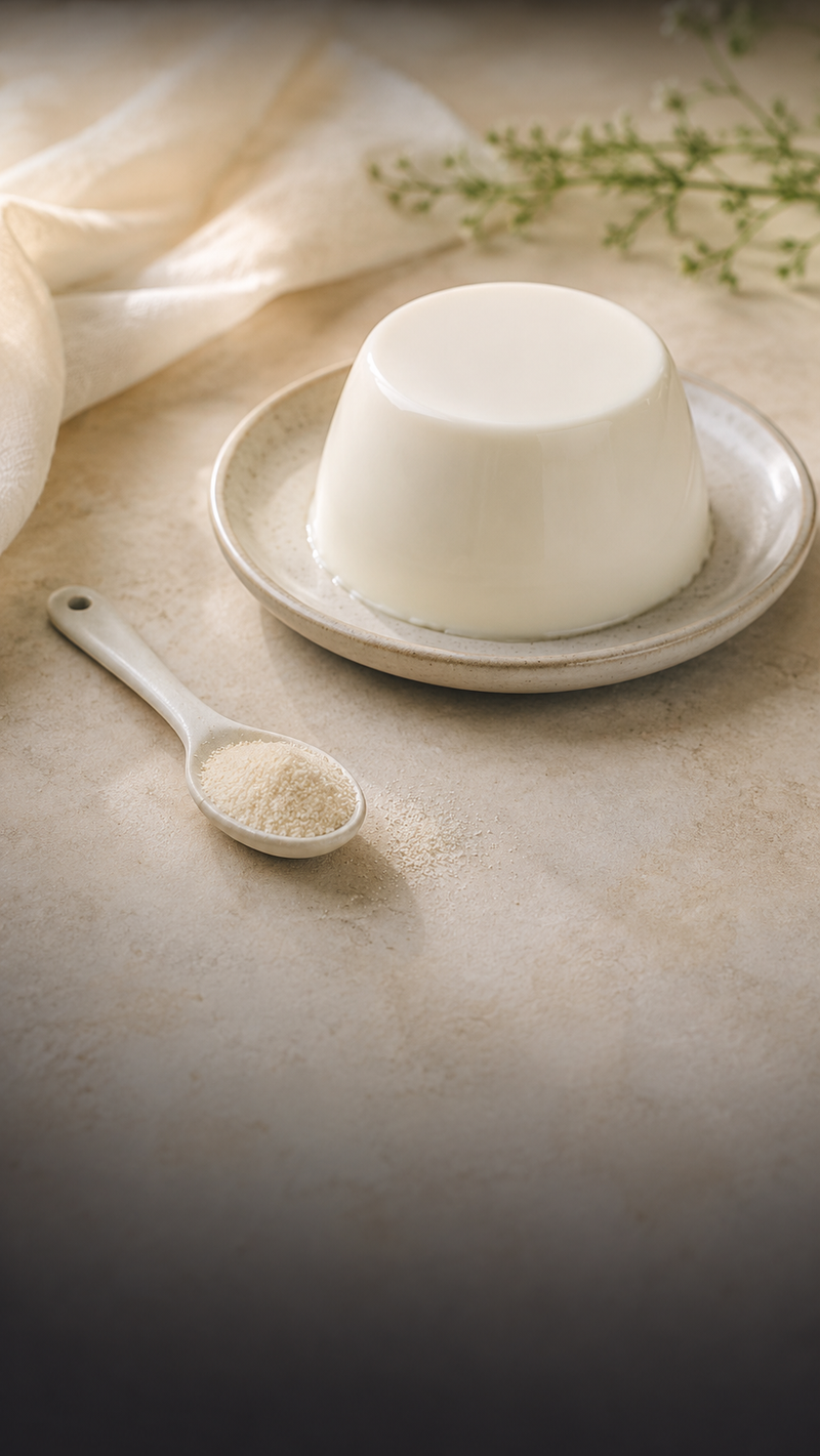 <p>Unsere Gelatine ist <strong>geschmacksneutral </strong>und farblos. Sie verändert<br/>weder <strong>Geschmack </strong>noch <strong>Aussehen </strong>deiner Speise, sondern gibt ihr nur<br/>die <strong>Struktur</strong>, die du brauchst.</p>